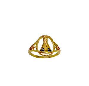 ANEL NOSSA SRA APARECIDA OVAL FOLHEADA A OURO 18K