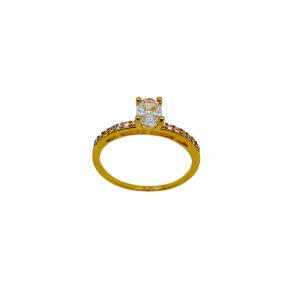 ANEL SOLITÁRIO ZIRC FOLHEADO A OURO 18KK 