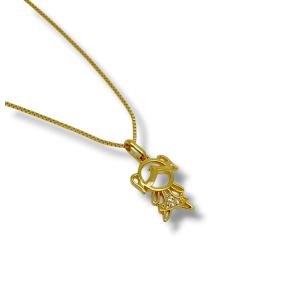 GARGANTILHA MENINA FOLHEADA A OURO 18K - 45CM