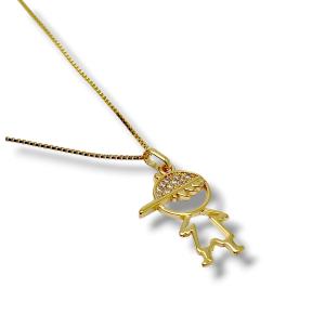 GARGANTINHA MENINO FOLHEADA A OURO 18K - 45CM
