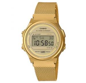 Relógio Casio Unissex Dourado Pulseira de Malha A171WEMG-9A