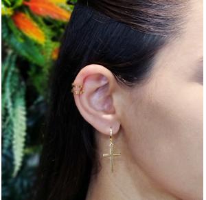 Piercing fake orelha 2 fios folheado a ouro 18k 