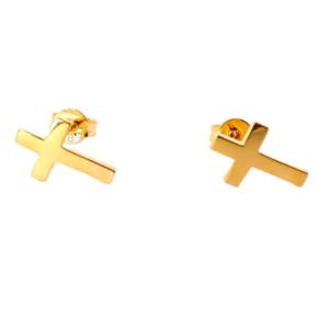 BRINCO CRUZ FOLHEADO A OURO 18K - 1,2MM