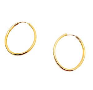 BRINCO OVAL LISO FOLHEADO A OURO 18K -  3CM