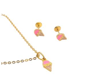 CONJUNTO SORVETE FOLHEADO A OURO 18K 