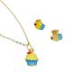 CONJUNTO CUPCAKE FOLHEADO A OURO 18K 