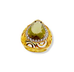 ANEL GOTA ZIRC FOLHEADO A OURO 18K