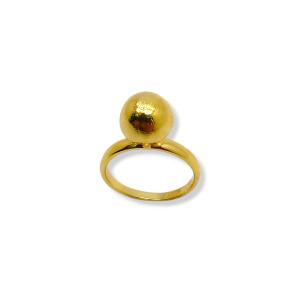 ANEL BOLA LISA FOLHEADA A OURO 18K