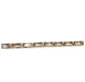 PULSEIRA QUADRADA ZIRC FOLHEADA 18K - 18,4CM