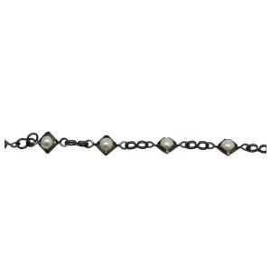 PULSEIRA PEROLA BANHADA Á RÓDIO -14,4CM