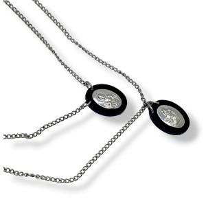ESCAPULÁRIO OVAL CRISTO AÇO INOX -  60CM