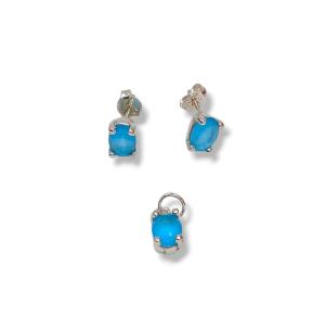 CONJUNTO TREVO BRAANCO FOLHEADO A OURO 18K 