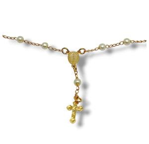 PULSEIRA TERÇO PEROLA FOLHEADA A OURO 18K - 17CM