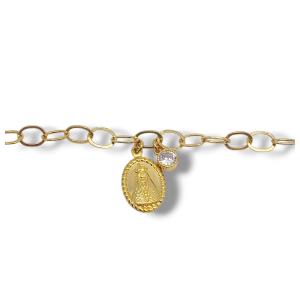PULSEIRA NOSSA SRA APA FOLHEADA A OURO 18K - 19CM