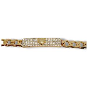PULSEIRA PLACA CORA FOLHEADA A OURO 18K - 18CM