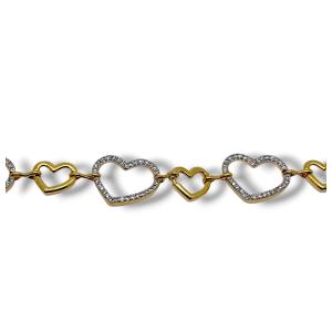 PULSEIRA CORAÇÃO FOLHEADA A OURO 18K - 20CM