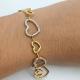 PULSEIRA CORAÇÃO FOLHEADA A OURO 18K - 20CM