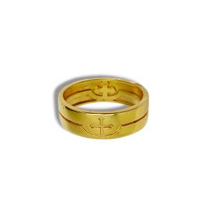 ANEL LISO CURZ FOLHEADO A OURO 18K 