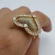 ANEL CORACAO PEDRAS FOLHEADO A OURO 18K