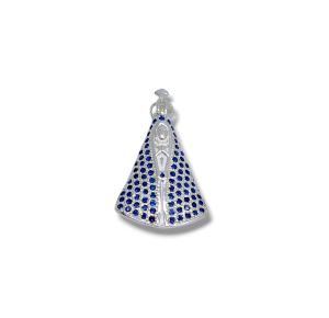 PINGENTE NOSSA SRA APARECIDA ZIRC PRATA 925 - 2,2CM
