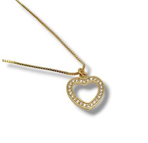GARGANTILHA CORA CRAV FOLHEADA A OURO 18K - 44CM
