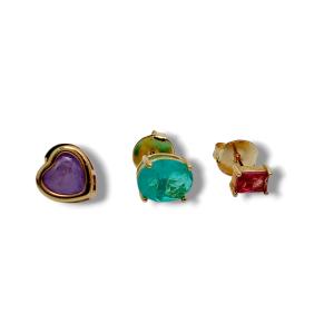 TRIO DE BRINCOS COLOR FOLHEADO A OURO 18K 
