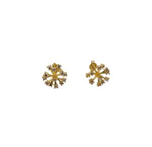 BRINCO FLOCO NEVE FOLHEADO A OURO 18K - 1CM