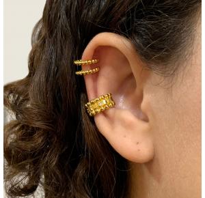Piercing fake orelha folheado a ouro 18k com pedras de zircônia 