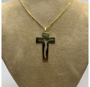 Pingente cruz silhueta de Cristo folheado a ouro 18K