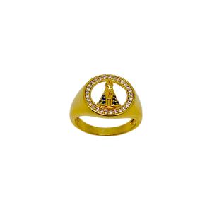 ANEL NOSSA SRA APARECIDA FOLHEADO A OURO 18K 